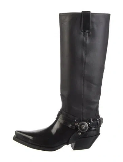 Pre-owned Versace Leather Boots In Black