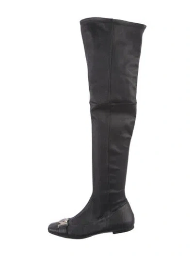 Pre-owned Versace Leather Boots In Black