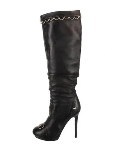 Pre-owned Versace Leather Boots In Black