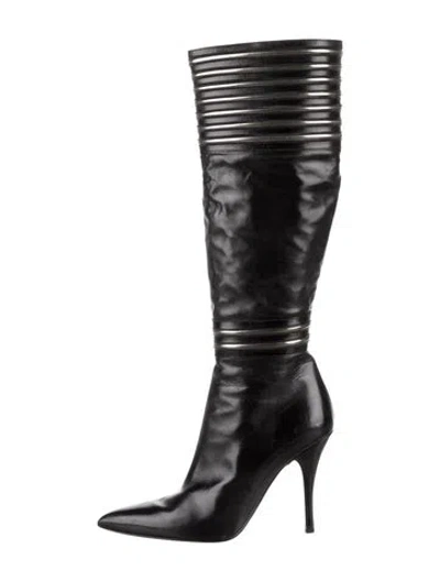 Pre-owned Versace Leather Boots In Black
