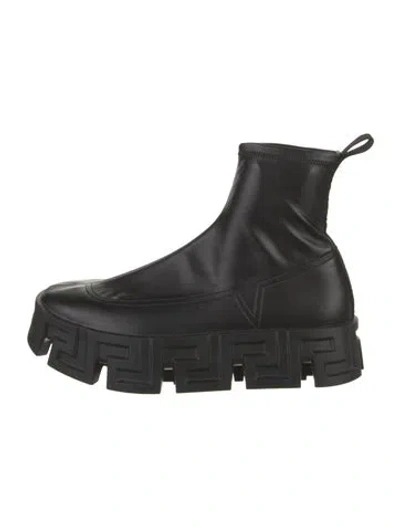 Pre-owned Versace Leather Boots In Black