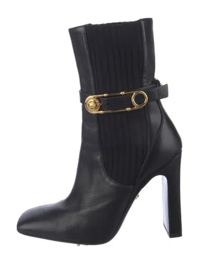 Pre-owned Versace Leather Boots In Black