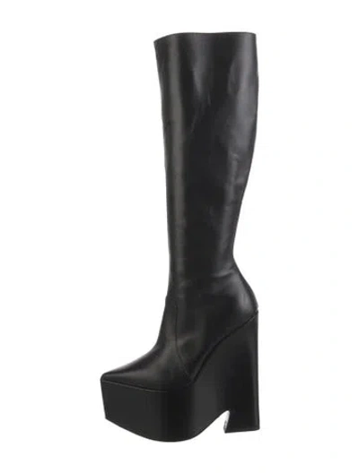 Pre-owned Versace Leather Boots In Black
