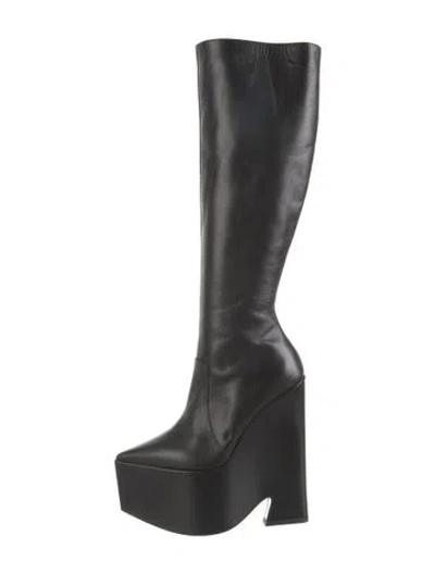Pre-owned Versace Leather Boots In Black