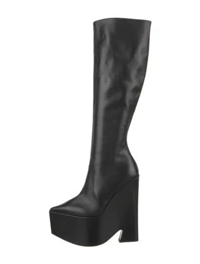 Pre-owned Versace Leather Boots In Black