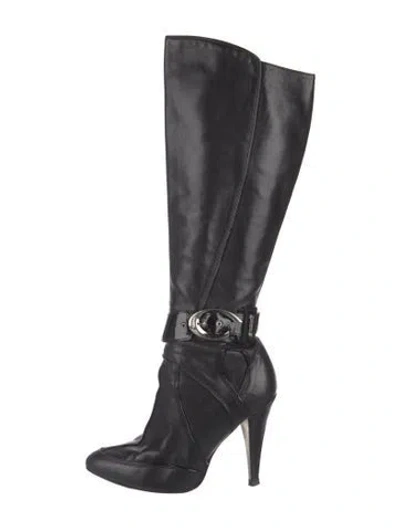 Pre-owned Versace Leather Boots In Black