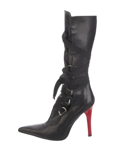 Pre-owned Versace Leather Boots In Black