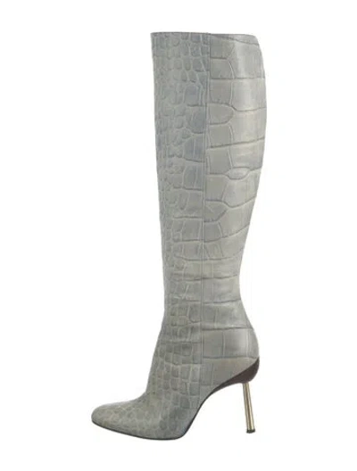 Pre-owned Versace Leather Boots In Blue