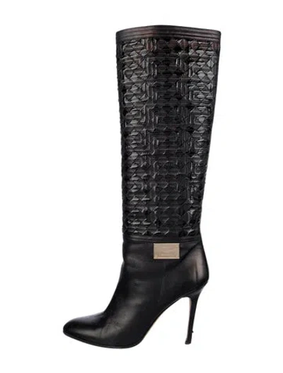 Pre-owned Versace Leather Boots In Blue