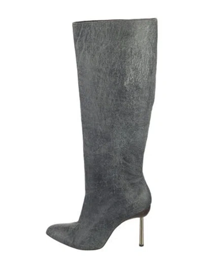 Pre-owned Versace Leather Boots In Blue