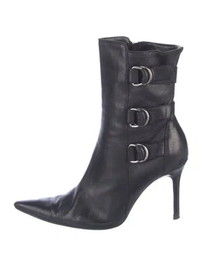 Pre-owned Versace Leather Boots In Blue