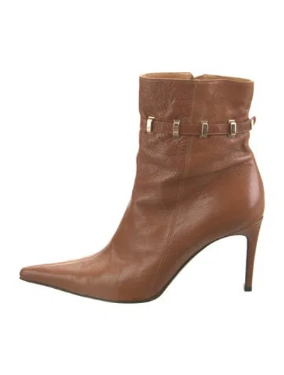 Pre-owned Versace Leather Boots In Brown