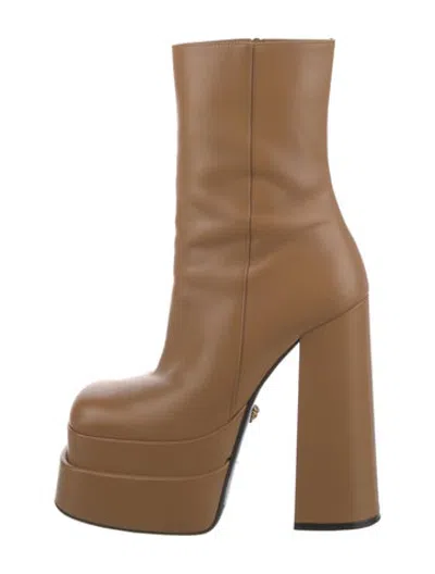 Pre-owned Versace Leather Boots In Brown