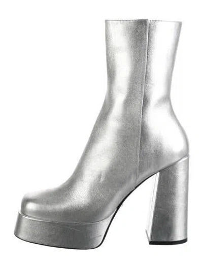 Pre-owned Versace Leather Boots In Grey
