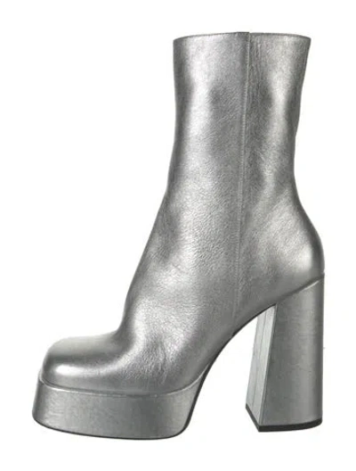 Pre-owned Versace Leather Boots In Metallic/silver