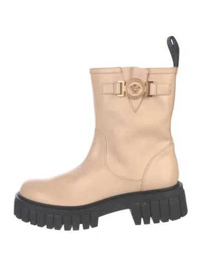 Pre-owned Versace Leather Boots In Neutral