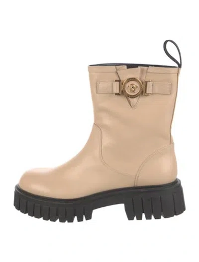 Pre-owned Versace Leather Boots In Neutral