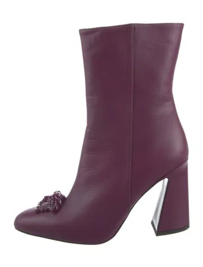 Pre-owned Versace Leather Boots In Purple
