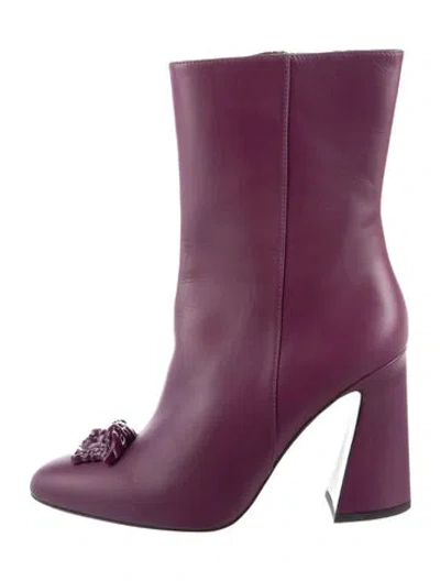 Pre-owned Versace Leather Boots In Purple
