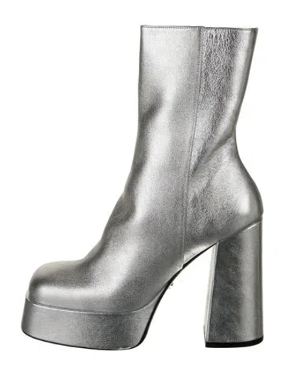 Pre-owned Versace Leather Boots In Silver