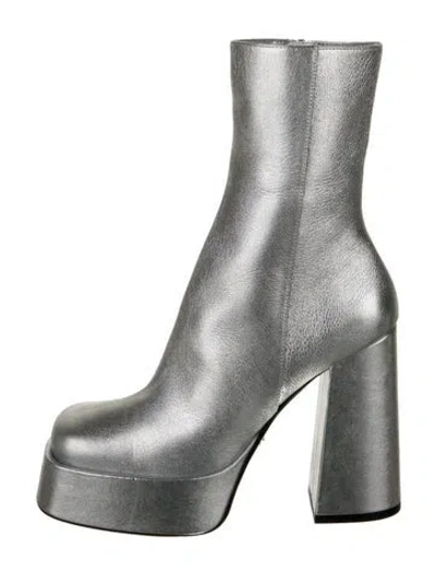 Pre-owned Versace Leather Boots In Silver