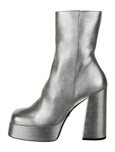 Pre-owned Versace Leather Boots In Silver