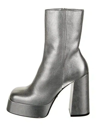 Pre-owned Versace Leather Boots In Silver