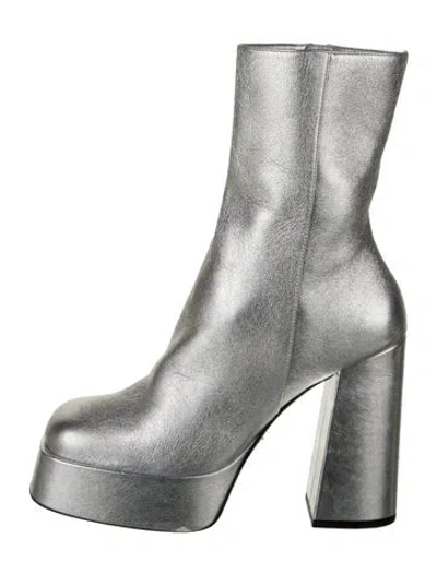 Pre-owned Versace Leather Boots In Silver