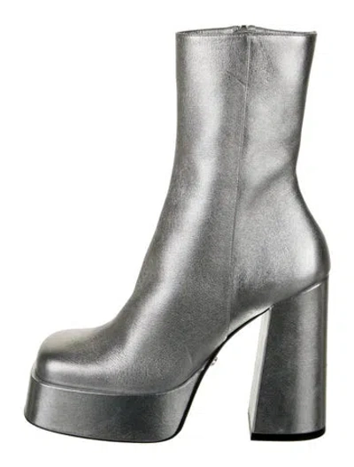 Pre-owned Versace Leather Boots In Silver