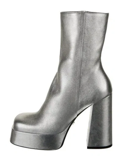 Pre-owned Versace Leather Boots In Silver