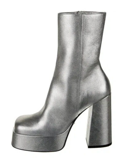 Pre-owned Versace Leather Boots In Silver