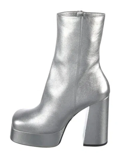 Pre-owned Versace Leather Boots In Silver