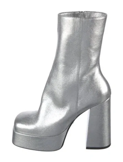 Pre-owned Versace Leather Boots In Silver