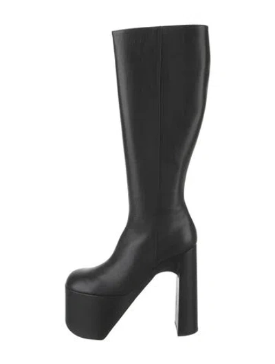 Pre-owned Versace Leather Boots W/ Tags In Black