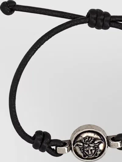 Versace Leather Bracelet In Black