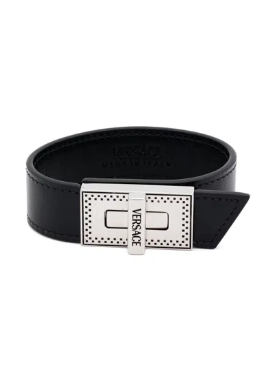 Versace Leather Bracelet In 1b00p-black-palladium