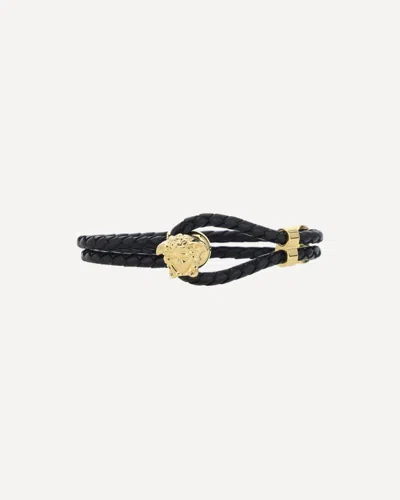 Versace Leather Bracelet In Brown
