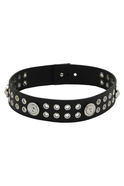 Versace Leather Bracelet In Black