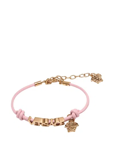 Versace Leather Bracelet In Gold