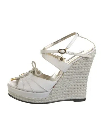Pre-owned Versace Leather Braided Accents Sandals In White