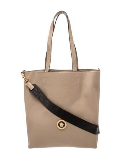 Pre-owned Versace Leather Bucket Bag In Neutrals