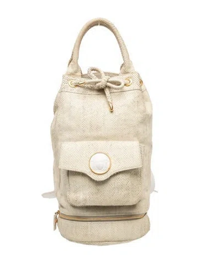 Pre-owned Versace Leather Bucket Bag In Neutrals