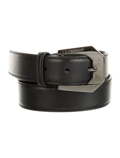 Pre-owned Versace Leather Buckle Belt W/ Tags Leather Belt In Black