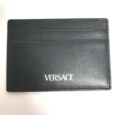 Pre-owned Versace Leather Business Card Case () In Black