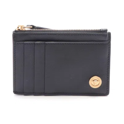 Pre-owned Versace Leather Card Case () In Black