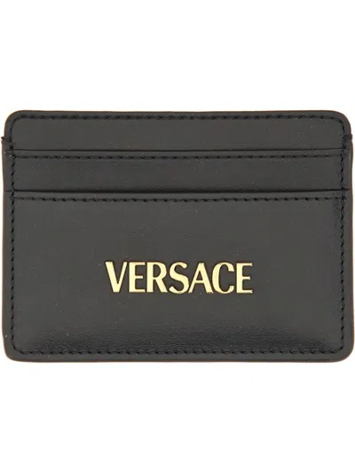 Versace Leather Card Holder In Black
