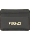 Versace Leather Card Holder In Black