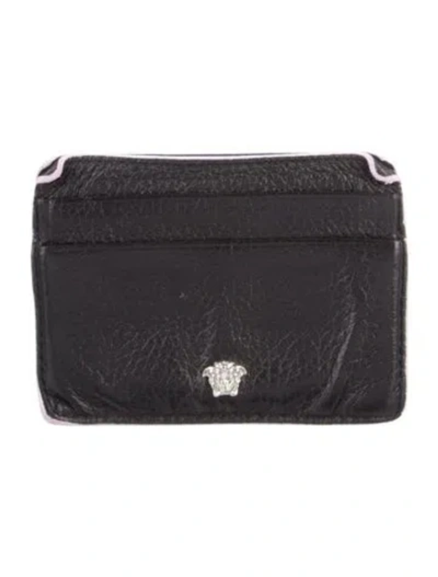 Pre-owned Versace Leather Card Holder In Black