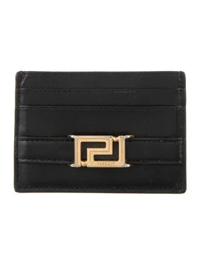 Pre-owned Versace Leather Card Holder In Black