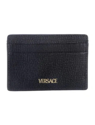 Pre-owned Versace Leather Card Holder In Black